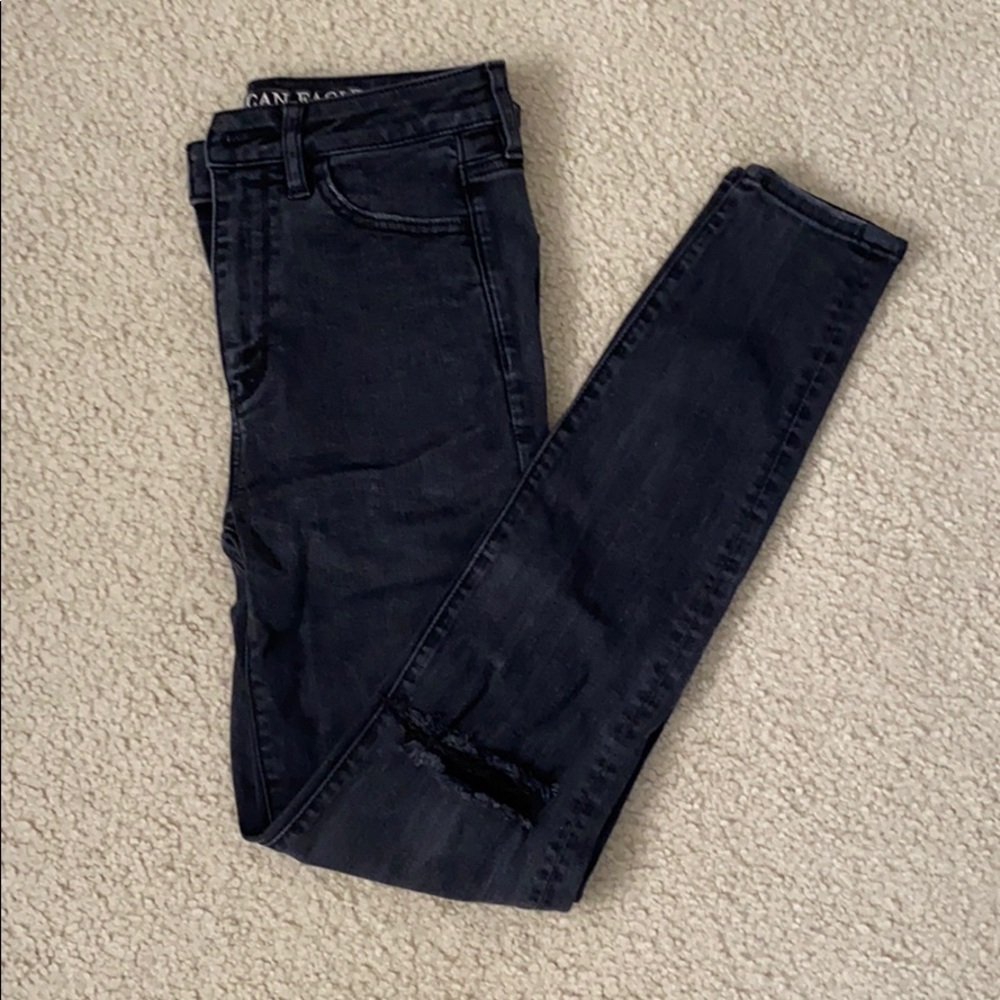 American Eagle Super High Rise Black Jegging